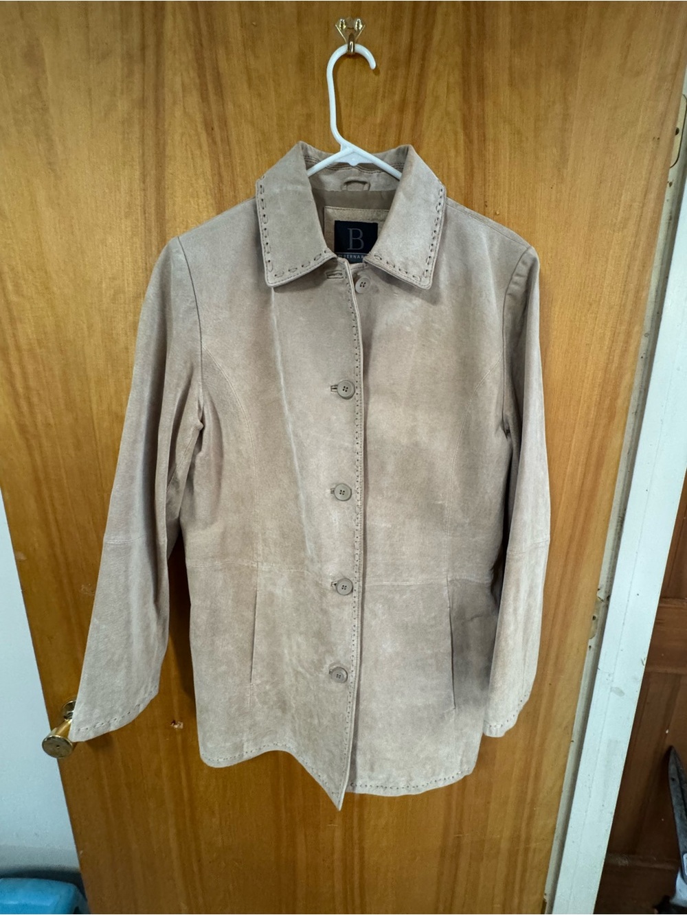 Bernardo Light Taupe leather Button-Front Jacket